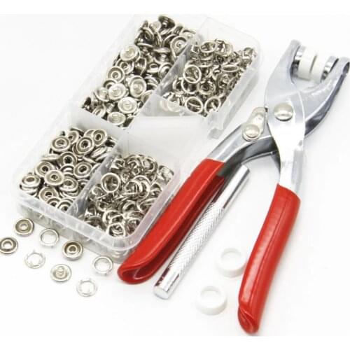 100 Sets 9.5mm Metal Snaps Buttons Nikel Color with Fastener Pliers Press Kit Tool Metal Press Studs for Leather Rivets Children