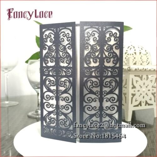 50pcs Hot Sale Wedding Invitations Laser Cut Hollow Lace Wedding Party Invitations Cards with Inner Paper Card
