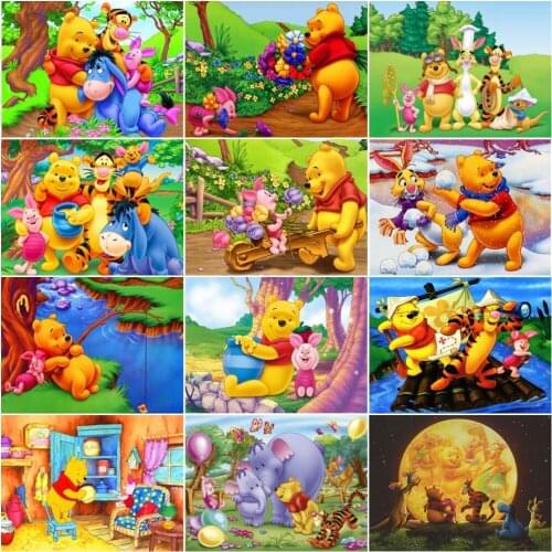5D DIY Diamond Painting Disney Winnie the Pooh Full Square Diamond Embroidery Mosaic Rhinestone Pictures Home Decoration