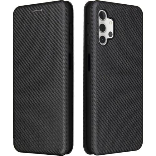 For Samsung Galaxy A03S A22 A32 A12 A02S A32 A52 A72 Carbon Fiber PC+TPU Case Magnetic Flip PU Cover Phone Case With Card Slot