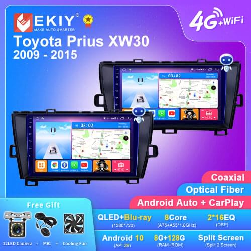 EKIY Blu-ray IPS DSP 6G+128G Android 10 For Toyota Prius 2009-2015 Car Radio Multimedia Video Player GPS Navi Stereo Carplay BT