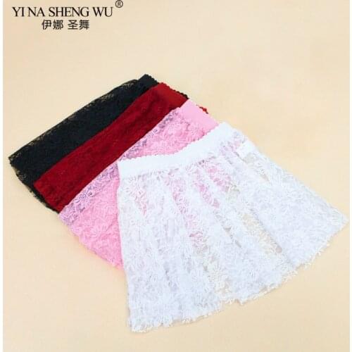 For Girls Lace Ballet Dance Skirt Toddler Children Dance Practice Skirt Elastic Ballet Dance Performance Skirt White Black Pink