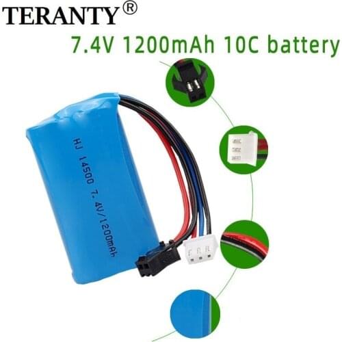 7.4V 1200mAh Li-ion battery 14500 SM/JST for Electric Toys water bullet gun toys 7.4V Rechargeable Battery for Vehicles RC toy