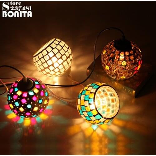 Small Size European retro lamps Nightclubs Cafe Bar Disco Party Mosaic Glass Pendant light