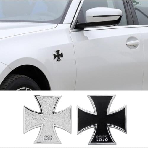1pcs 3D Metal car Sticker Maltese Cross 1813 Emblem Car Auto Motorcycle Badge Trunk Decal Sticker