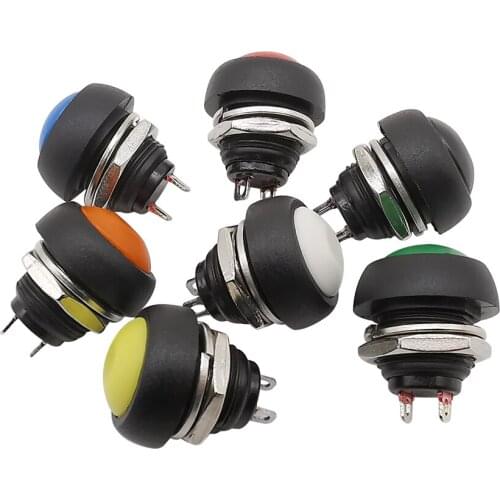 2Pcs/Lot PBS-33B Mini Switch 12mm 1A Waterproof Push Button Switch pbs-33b 12v Multicolor Momentary Reset Non-locking Switch