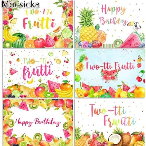 Mocsicka Twotti Fruitti Birthday Party Backdrop Summer Tutti Fruity Theme Parties Photography Background Photoshoot Decorations