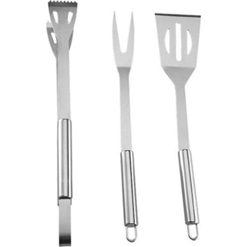 Stainless Steel Outdoor Barbecue Tool Set Household Portable Appliance 3 Combined Accessories BBQ Fork Clip And Scoop