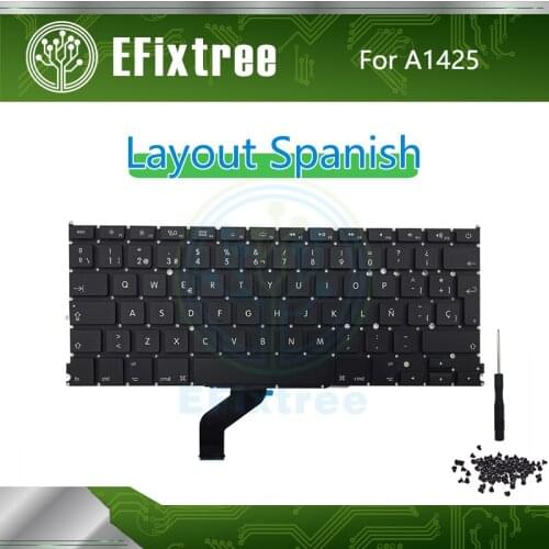 New Spanish Keyboard For Macbook Pro Retina 13" A1425 Layout Keyboard With Screwdriver EMC 2557 EMC 2672 Late 2012 Early 2013