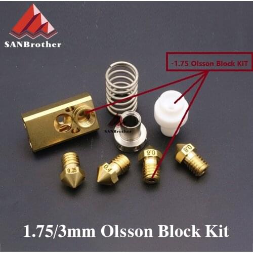 3D Printer Upgrade Ultimaker 2 + UM2 Extended+ Olsson Block Nozzle Hot end Kit for 1.75/3mm filament Heater block Whole Price