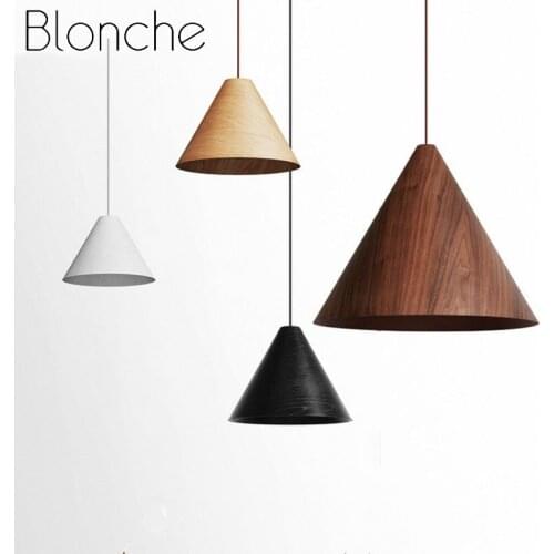 Natural Wood LED Pendant Light Oak Walnut Hanging Lamp for Living Room Restaurant Hotel Hall Home Decor Kitchen Lighting Fixture