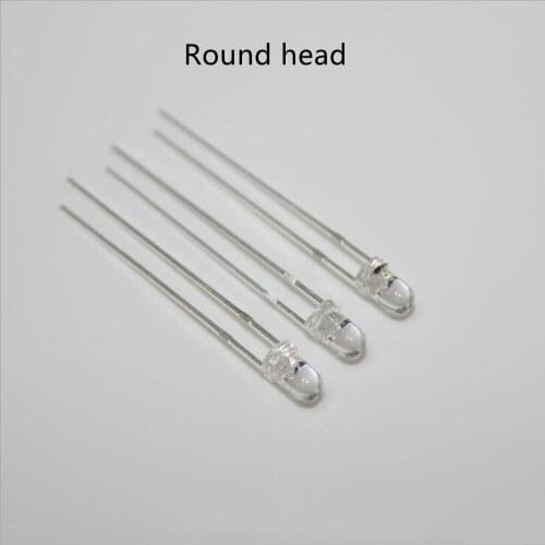 3mm red yellow blue green white orange pink purple Warm white transparent round head LED Light Beads long leg