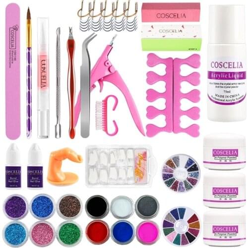 Q81B Nail Polish Brush Pen Point Tool Manicure Powder Decoration Cleaning Pedicure File Kit for Salon Home Use Beginners