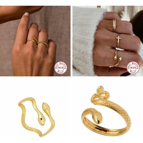 925 Sterling Silver Classic Animal Snake Anillos de plata Adjustable Finger Rings for Woman Lovers' Couples Party Opening Ring