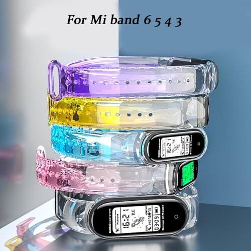 Strap for Xiaomi Mi band 6 5 band4 3 Transparent Silicone Replacement Bracelet for Xiaomi xiomi mi band 6 miband 5 correa strap