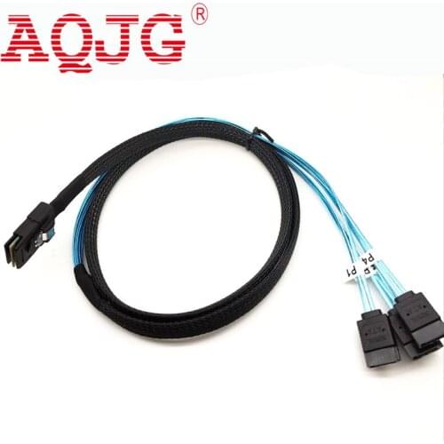 SFF-8087 Mini SAS 4i 36P to 4SATA 7P With Latch Black Cable 100cm AQJG