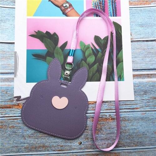 Card Holder Neck Strap with Lanyard Kawaii Rabbit Badge Holder Staff ID Card Bus ID Holders Stationary Office Work Name Pass