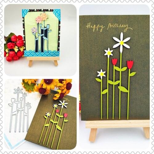 Long Pole Flowers DIY Cutting Dies Embossing Die Carbon Steel Cutting Knives Mold Scrapbook Album Greeting Card Seal Embossing