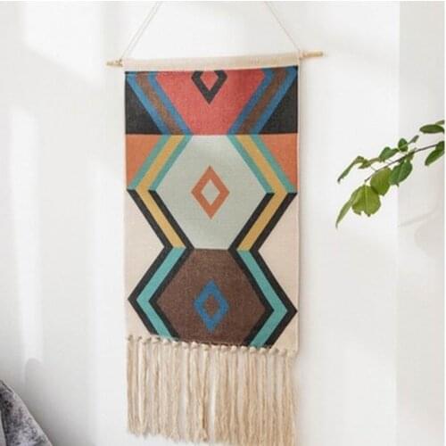 Nordic Hand Woven Bohemian Living Room Tapestry Rectangular Dyed Tapestry Home Decoration Accessories Room Decoration