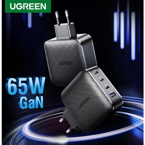 Ugreen 65W GaN Charger Quick Charge 4.0 3.0 Type C PD USB Charger with QC 4.0 3.0 Fast Charger for iPhone 12 Pro Xiaomi Laptop