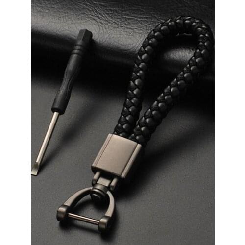 Universal Car Fob Keychain Metal Keyring Braided Rope Keychain 360-degree Rotating Key Rings Chain Holder With Screwdriver