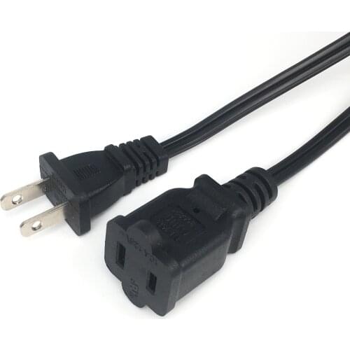 US Canada 2-prong Male To Female Power Extension Cable, NEMA 1-15P To 1-15R AC Power Cord 10A 0.5m/1M/2M