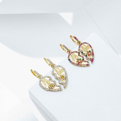 VG 6YM New Fashion Multicolour Rhinestone Copper Buckle Heart Dangle Earrings Simple Design Earrings for Women Party Jewelry