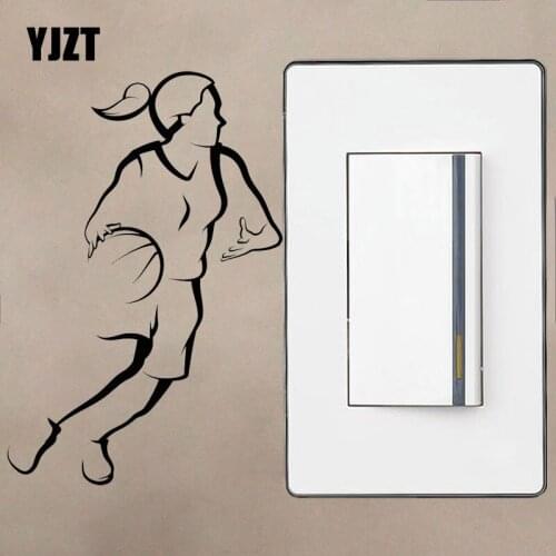 YJZT Sport Basketball Girl Female Vinyl Wall Decal Tennis Player Home Decor Switch Sticker 8SS2317