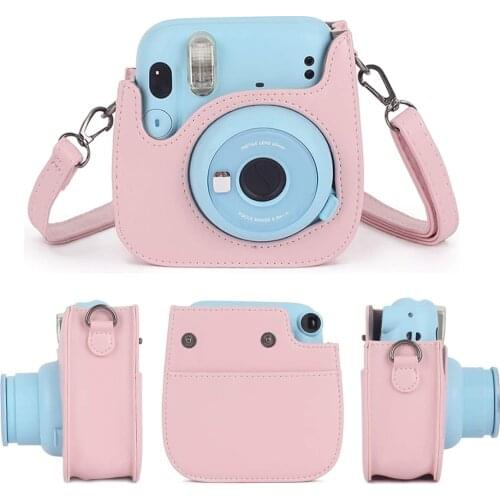 PU Leather Bag Protective Case Cover with Adjustable Shoulder Strap for Instax Mini 11 Instant Film Camera Accessories