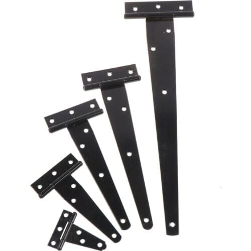 Iron Tee Hinge Black T Hinges Cabinet Hinge Garden Shed 4-12inch Wooden Door Gate For Light Gates Doors Furniture Hardware
