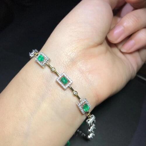 New Natural Emerald Bracelet 925 Silver Ladies Bracelet Luxury Elegant Fashion Trend