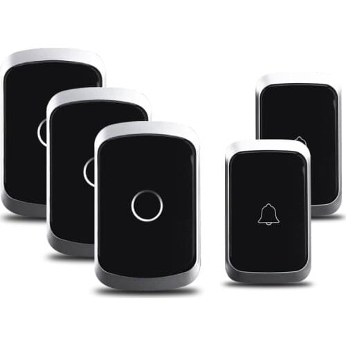 CACAZI Wireless Doorbell Waterproof Battery 1 2 Button 1 2 3 Receiver Home Cordless Call Ring Bell Chime AC 110-220V