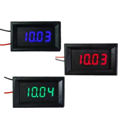0.36"Digital Voltmeter DC 3.5-30V 4 digit 2 wires with shell Voltage Panel Meter LED display Color 5pieces/lot