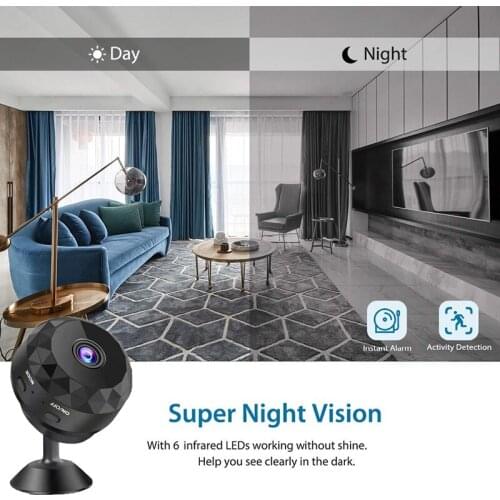1080P Hd Mini Ip 2.4Ghz Wifi Camera Camcorder Wireless Home Security Dvr Nightvision 90.Wide corner Met Magic Magneet Base