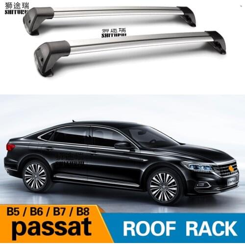 2 Pcs for VOLKSWAGEN Passat 2001-2019 B5 B6 B7 B8 Roof Bar Car Special Aluminum Alloy Belt Lock Led Shooting RACK CORSS Rack