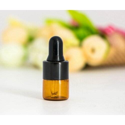 2000pcs/lot Mini Perfume Sample Glass Vials 1ml Amber Glass Dropper Bottle with Glass Dropper