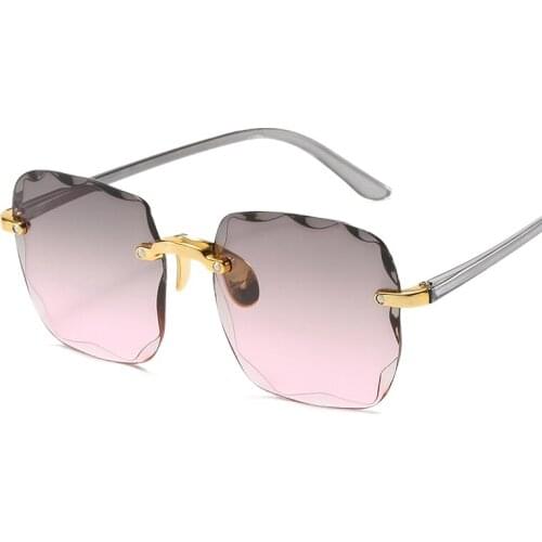 2021 luxury brand big frame square women sunglasses rimless street photography men and women glasses UV400 shades for women