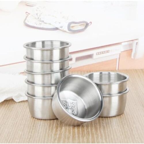 300pcs Stainless Steel Sauce Cup Reusable Tomato Sauce Container Dipping Bowl for Fast Food Restaurant Bar Home SN2791