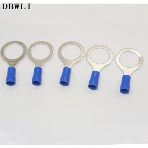 50PCS #4 #6 #8 #10 1/4 5/16 1/2 Ring insulated terminal Cable Wire Connector suit 1.5-2.5mm Electrical Crimp Terminal RV