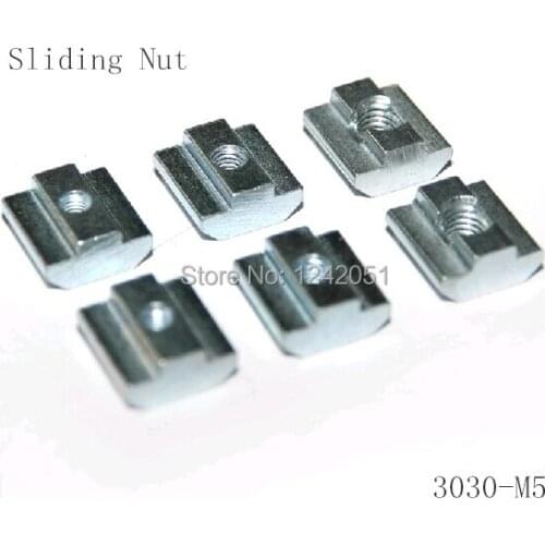 50pcs/lot T Sliding Nut block M5 for 3030 Aluminum Profile slot 8 Zinc Coated Plate Aluminum Accessories