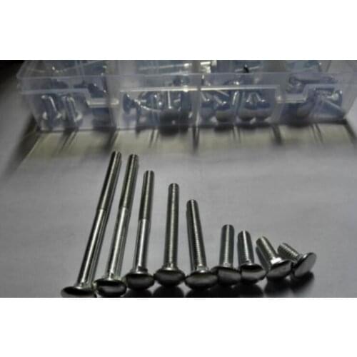 65pcs M6 Round Head Carriage Screws Rack Screw Square Neck Bolts Machine Screws Assortment Set