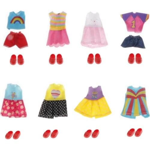8set Cloth Outfits Mini Clothings Made for 16cm Height Dolls Clothes