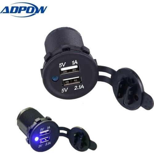 ADPOW 12-24V USB Charger 3.1A Dual USB Socket Charger for Motorcycle Auto Truck ATV Boat Car Power Adapter Outlet Power