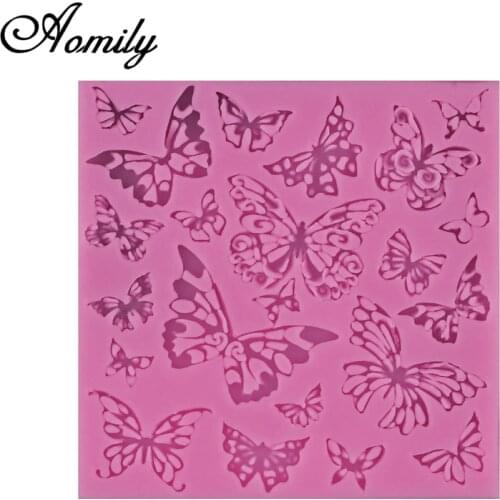 Aomily DIY Silicone Butterflies Lace Mat Pad Lace Cake Fondant Mold Butterfly Mousse Cake Kitchen Baking Decorating Bakeware