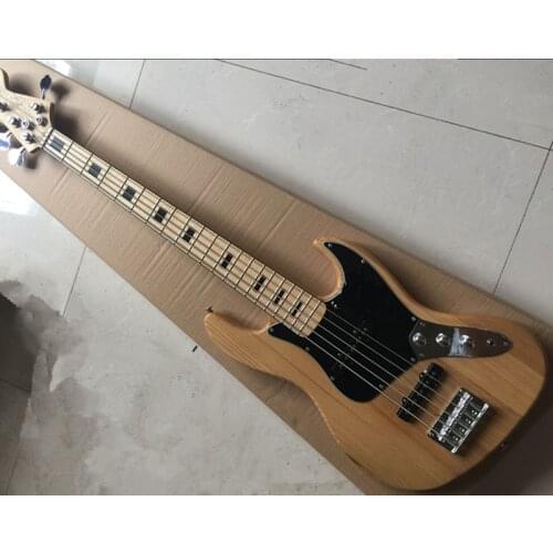 Factory Wholesale ASH Wood Color 4-string Electric Bass Guitar with Black Fret Inlay,Chrome Hardwares,Offer Customized