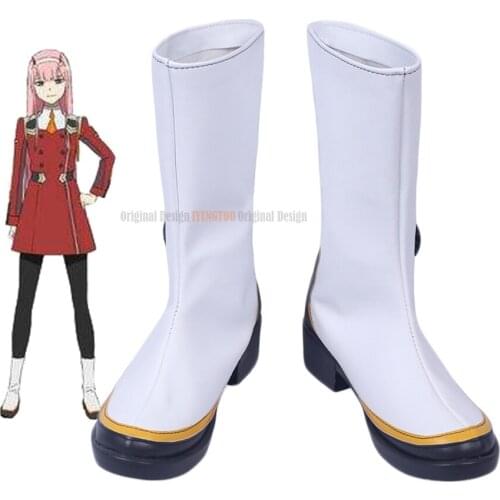 Zero Two Shoes Cosplay DARLING in the FRANXX CODE 002 Zero Two Cosplay Boots White Shoes Custom Made