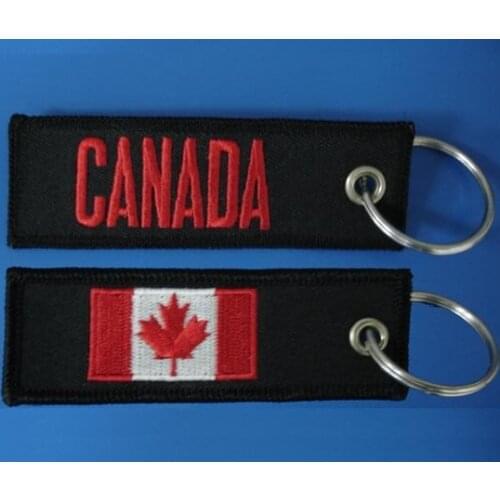 CANADA Embroidery Keychain Custom made Twill Keychains Custom Keyring Metal Ring Embroidered Logo On The Front & Backing MOQ50