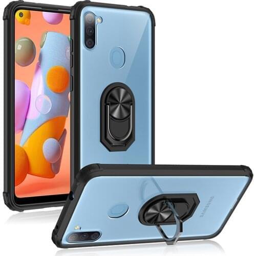 For Samsung Galaxy A11 A21 A21S A31 A41 Case Car Magnetic Holder Ring Back Cover for Galaxy A51 A71 Transparent Clear Armor Case