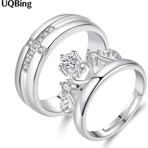 Fashion Locers Couple Cubic Zirconia Band Crown Rings For Women Pure 925 Sterling Silver Ring Real Silver Jewelry