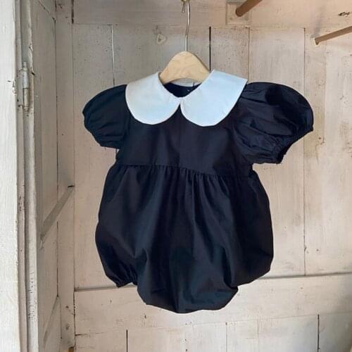Infant Child Romper 2021 Summer New Sweet Cute Doll Round Neck Girl Korean Climbing Clothes